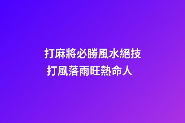 打麻將必勝風水絕技 打風落雨旺熱命人